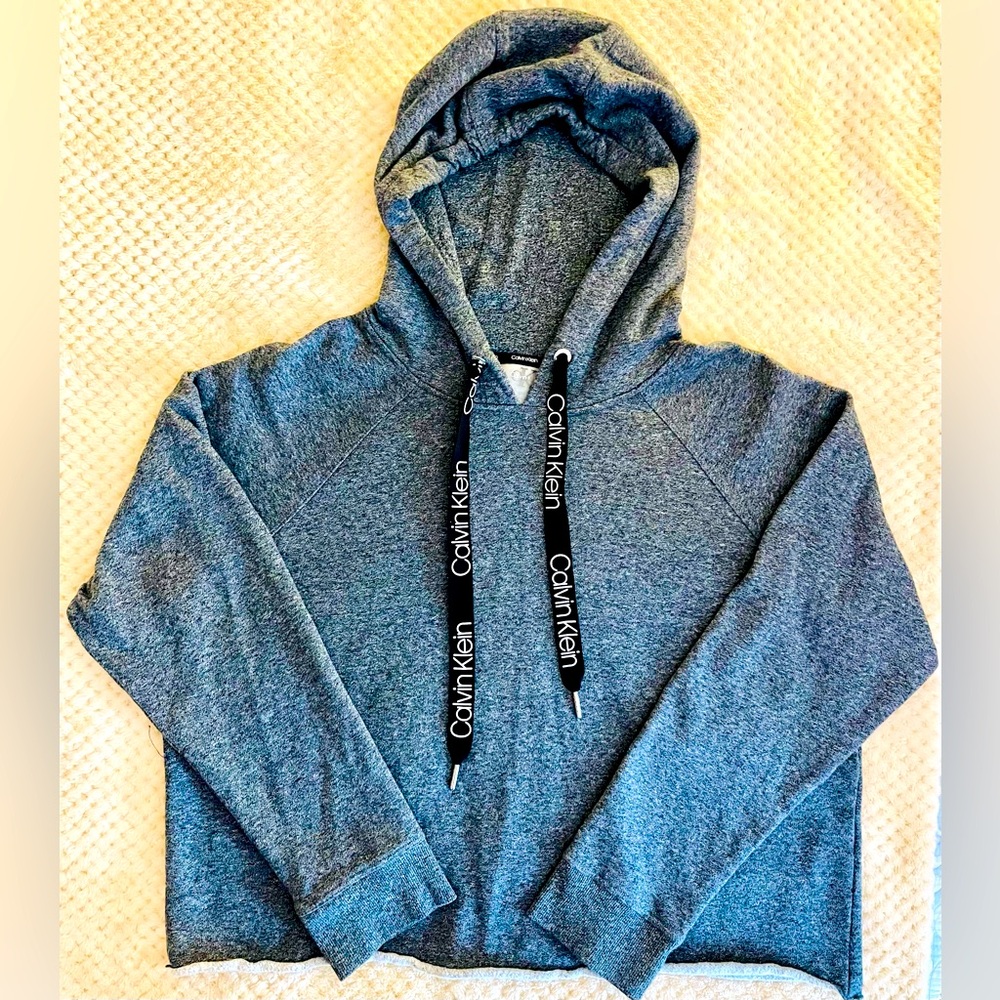 Women’s “Calvin Klein” Performance Heather Gray Cropped Pullover Hoodie